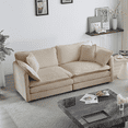 thumbnail image 1 of Williamspace 70" Loveseat Sofa Couch, Modern Upholstered 2 Seat Sofa, Sectional Sofa Couch with 4 Toss Pillows, Deep Seat Chenille Fabric Loveseat for Living Room Apartment, Beige, 1 of 7