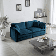 thumbnail image 1 of Williamspace Modern Chenille Deep Seat Loveseat with 4 Toss Pillows, Blue, 1 of 6