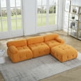 thumbnail image 1 of Williamspace 93" Modular Sectional Sofa L Shaped Couch Button Tufted Sofa with Reversible Ottoman, DIY Combination Velvet Sofa for Living Room Bedroom Apartment, Orange, 1 of 7