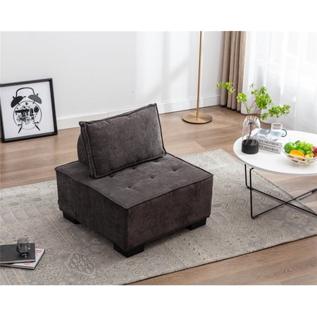 Williamspace Accent Sofa Chair,Upholstered Leisure Lazy Chair,Modern Square Floor Sofa Single Couch with Removable Pillow for Living Room Bedroom,Gray