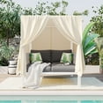 thumbnail image 1 of Williamspace Ergonomic Iron Outdoor Comfy Sunbed with Curtains and Cushion, Gray, 1 of 7
