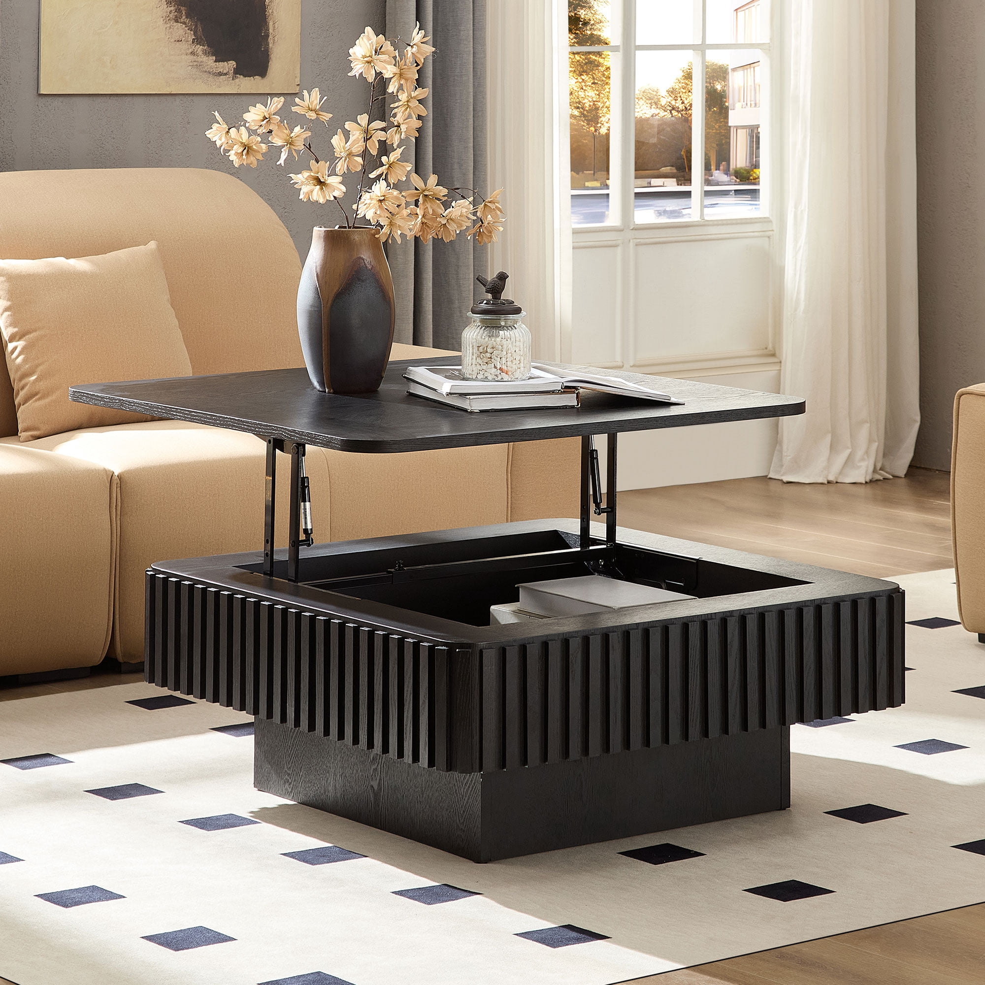 Williamspace Lift Top Coffee Table 35.43" Handcraft Drum Coffee Table ...