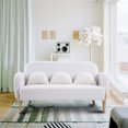 thumbnail image 1 of Williamspace Loveseat Sofa, 59.1" Teddy Velvet Couch Small Modern Love Seat Sofa with Three Cute Curved Lumbar Pillows for Small Spaces, Light Beige, 1 of 7