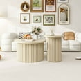 thumbnail image 1 of Williamspace Modern Round Coffee Table Set of 2, Nesting End Table Accent Side Tables Wood Circular Center Table Set for Living Room Bedroom Apartment, Beige, 1 of 6