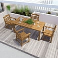 thumbnail image 1 of Williamspace Patio Dining Table Sets, 5pcs Outdoor HIPS Dining Furniture Set 70.8'' Rectangular Table and 4 Chairs, All Weather Resistant for Backyard Conversation Garden Poolside Balcony Lawn, Teak, 1 of 5