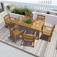 thumbnail image 1 of Williamspace Patio Dining Table Sets, 7pcs Outdoor HIPS Dining Furniture Set 70.8'' Rectangular Table and 6 Chairs, All Weather Resistant for Backyard Conversation Garden Poolside Balcony Lawn, Teak, 1 of 6