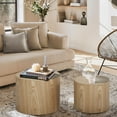 thumbnail image 1 of Williamspace Round Coffee Table Set of 2, Nesting Table Set Side End Table for Living Room,Natural, 1 of 6