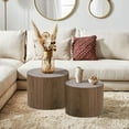 thumbnail image 1 of Williamspace Round Coffee Table Set of 2, Nesting Table Set Side End Table for Living Room,Walnut, 1 of 7