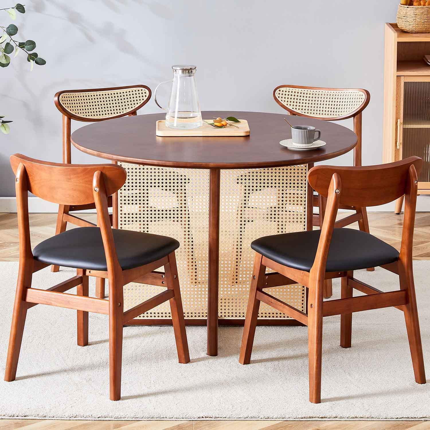 Williamspace Round Dining Table with 4 Chairs, 42" Country Retro ...