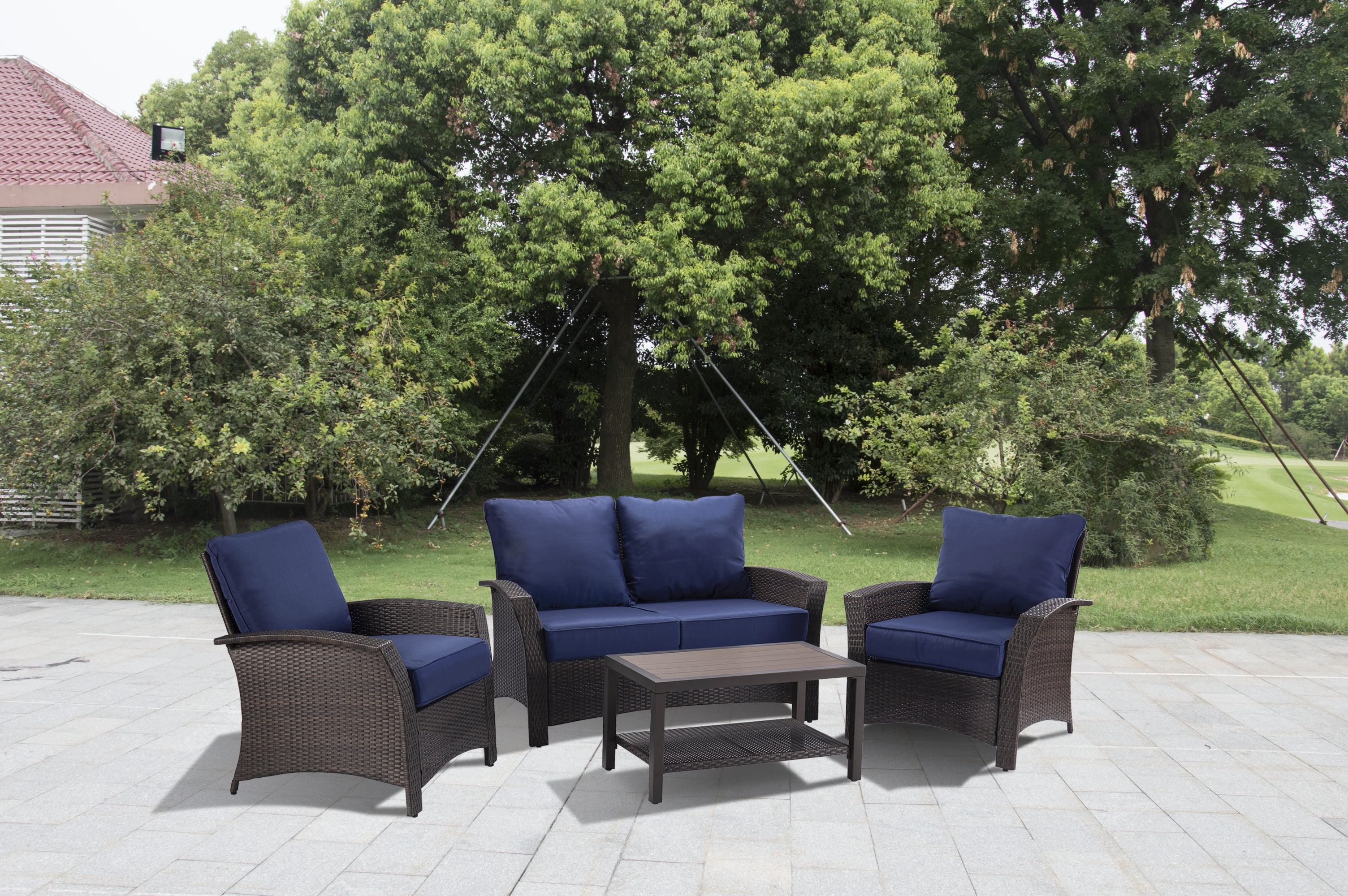 Williamsport 4pcs deep seating set -Dark Blue with furniture cover
