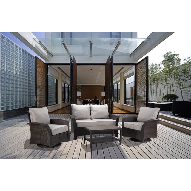 Williamsport 4pcs deep seating set Grey with furniture cover, swivel