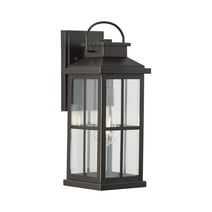 Williamston Collection One-Light Antique Bronze and Clear Glass Transitional Style Large Outdoor Wall Lantern