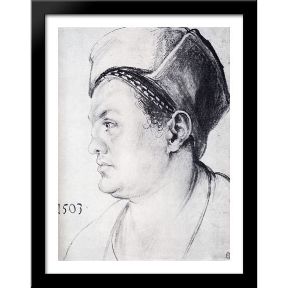 Willibald Pirkheimer 28x36 Large Black Wood Framed Print Art by Albrecht Durer
