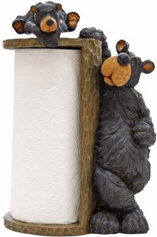 Willie Black Bear Paper Towel Holder Rack for Free Standing on Counter