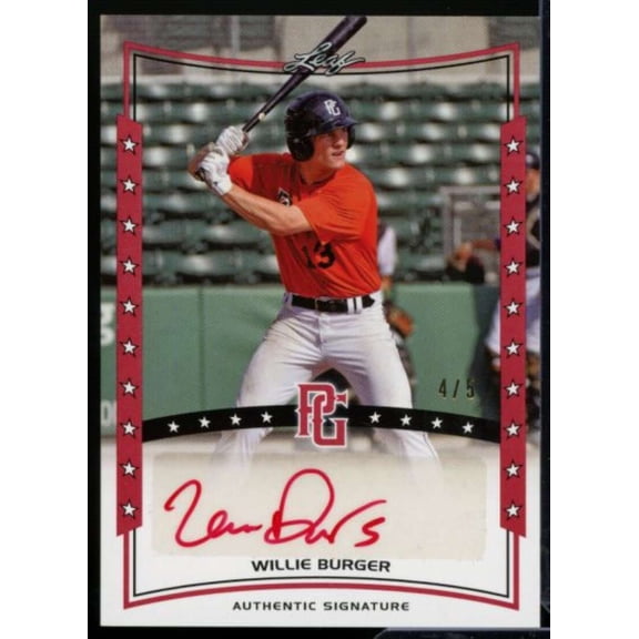 Willie Burger Rookie Card 2014 Leaf Perfect Game Showcase Autographs Red #AWB1