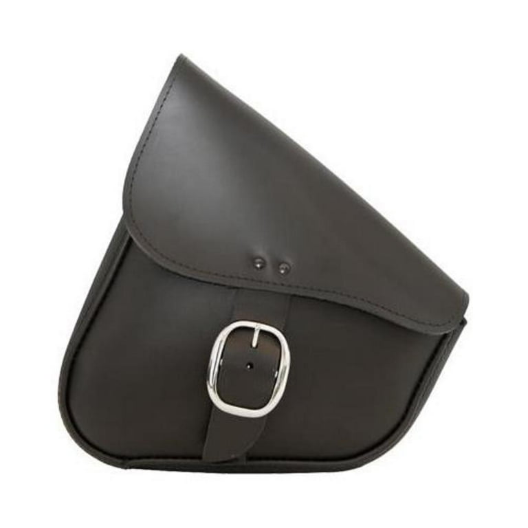 Willie Max 59823 00 Leather Swingarm Bag Black with Chrome