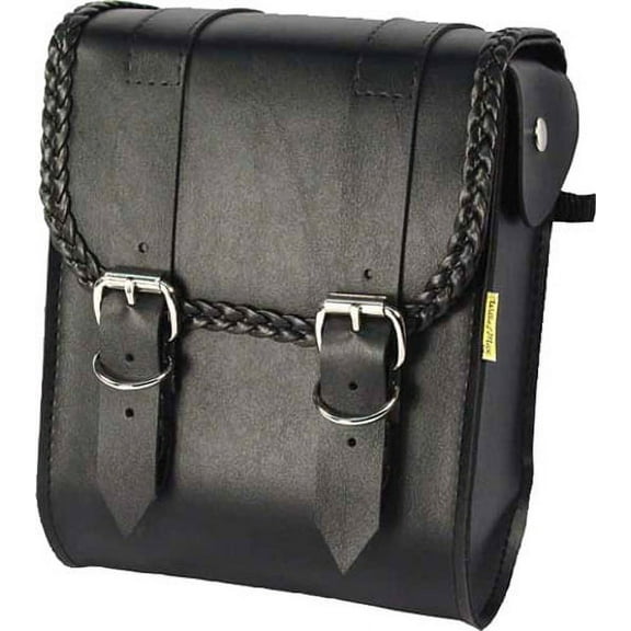 Willie & Max Universal Braided Sissy Bar Bag (8 in L x 10 in W x 4.5 in H) - Black
