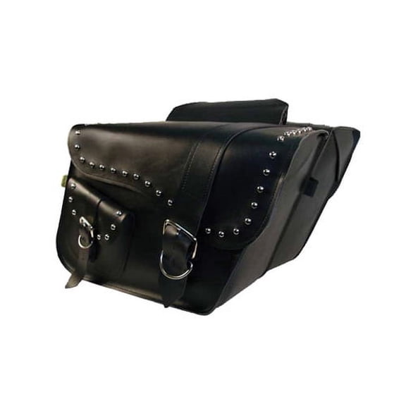 Willie & Max Universal Ranger Studded Large Slant Saddlebags (16 in L x 11 in H x 6.5 in W) - Black