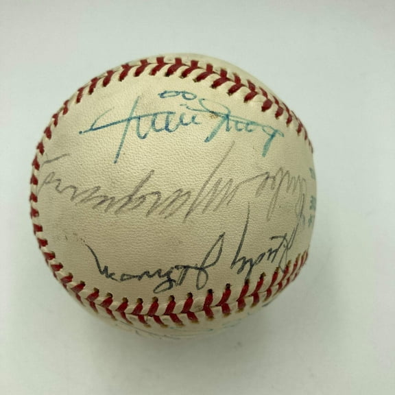 Willie Mays Rube Marquard George Kelly Hall Of Fame Multi Signed Baseball JSA