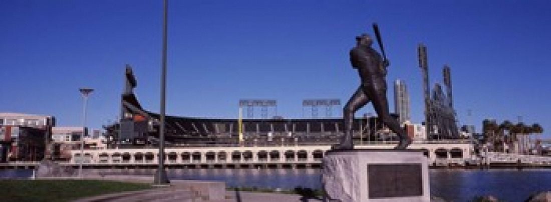 Willie Mays statue in front of a baseball park AT&T Park 24 Willie Mays Plaza San Francisco California USA Canvas Art - Panoramic Images (18 x 7)