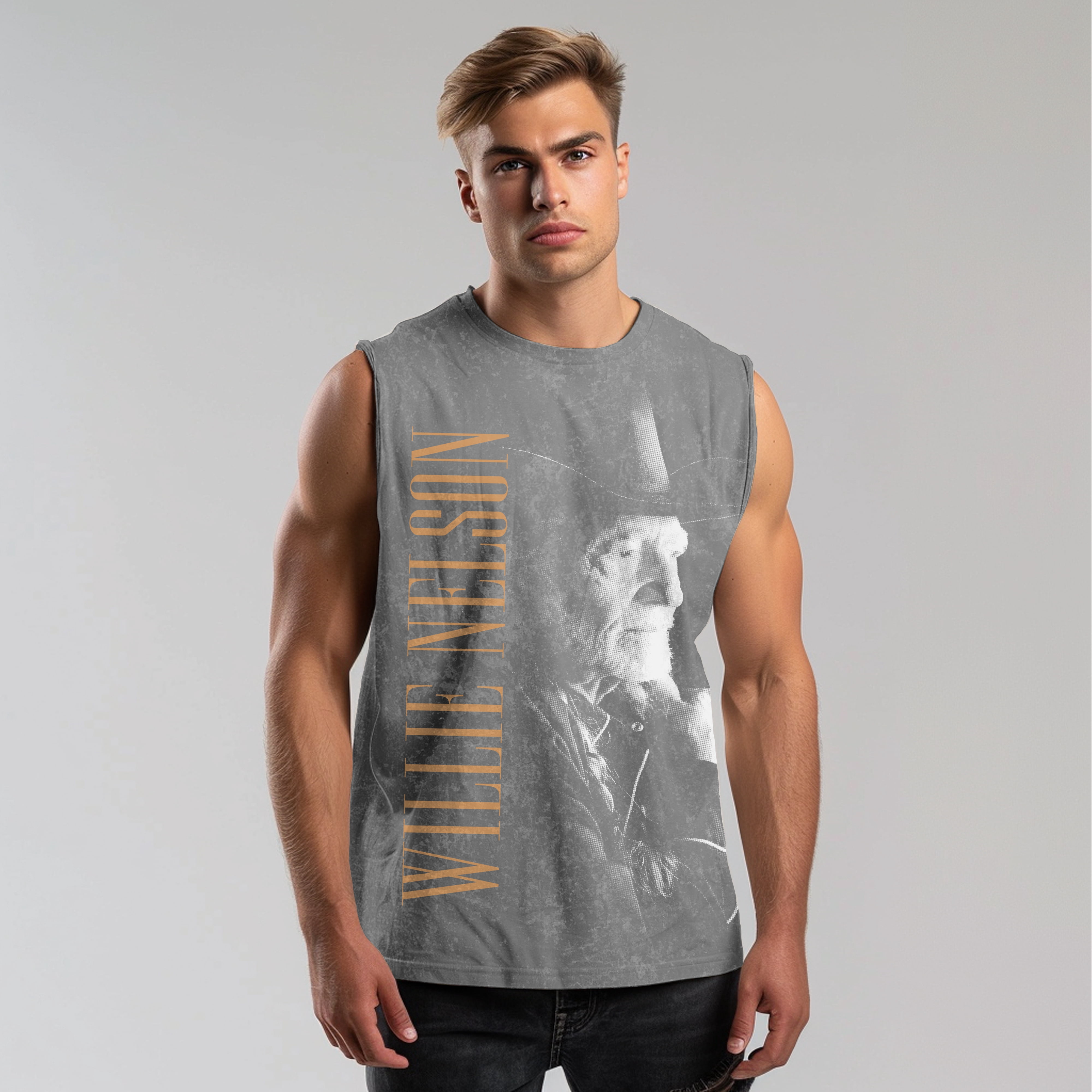 Willie Nelson Men's & Big Men's Washed Graphic Heavyweight Muscle Tank Top, Sizes XS-5XL