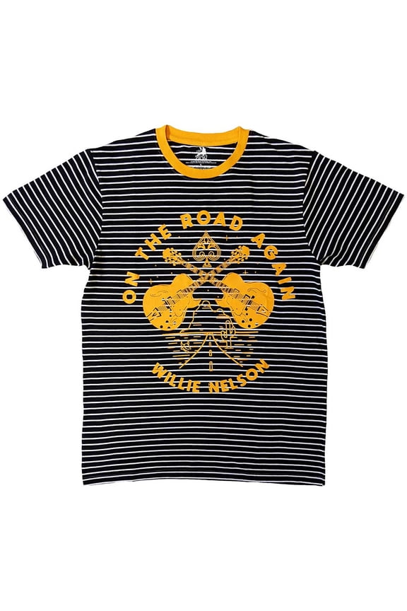 Willie Nelson Unisex Ringer T-Shirt: On The Road Again Ringer (X-Large)
