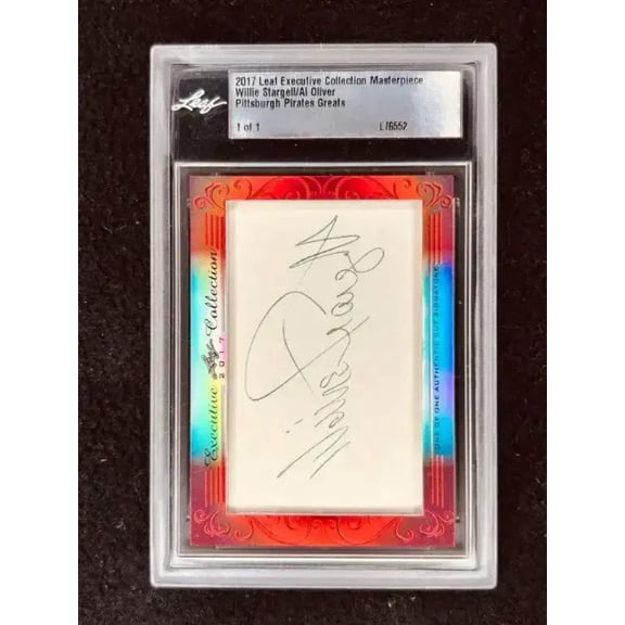 Willie Stargell and Al Oliver 2017 Leaf Masterpiece Cut Signature certified autograph card 1/1 JSA Pirates