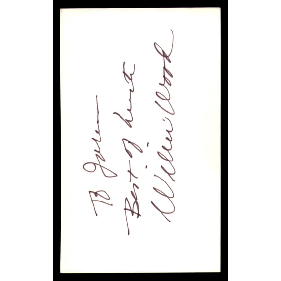 Willie Wood Autographed 3x5 Index Card Green Bay Packers "To John" SKU #248585