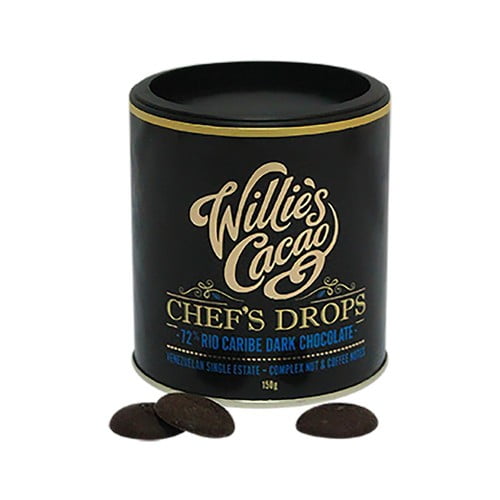 Willie's Cacao Rio Caribe 72% Dark Chocolate Drops Vegan 150g, British Import (Pack of 2)