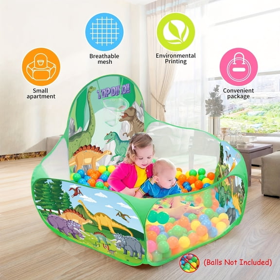 Willingheart Kids Ball Pit Large Pop Up Childrens Ball Pits Tent for Toddlers Playhouse Baby Crawl Playpen with Basketball Hoop, 4 Ft/120CM, Balls Not Included(Dinosaur)