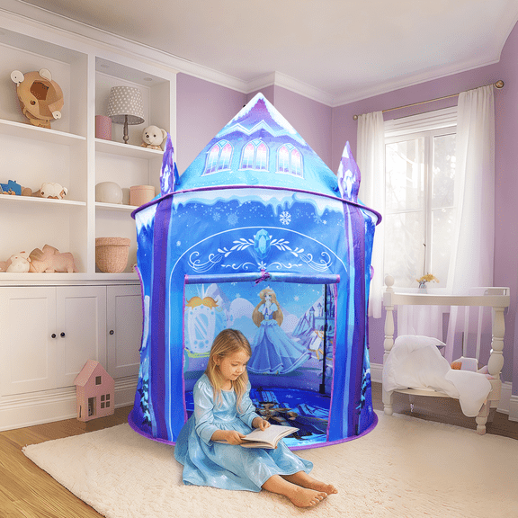 Willingheart Princess Play Tent for Girls Ice Castle Imaginative Fairy Tale Pretend Game Playhouse Indoor Outdoor Pop Up Kids Tent Toy Gift for Children Toddlers Festival Birthday Party