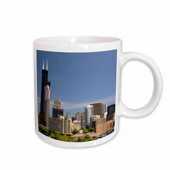 3drose, Willis and Sears Tower, Chicago River, Il - Us14 Dfr0093 - David R. Frazier, 15oz Mug
