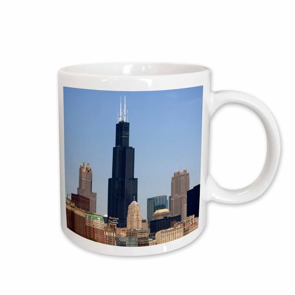 3drose, Willis and Sears Tower, Chicago River, Il - Us14 Dfr0095 - David R. Frazier, 11oz Mug