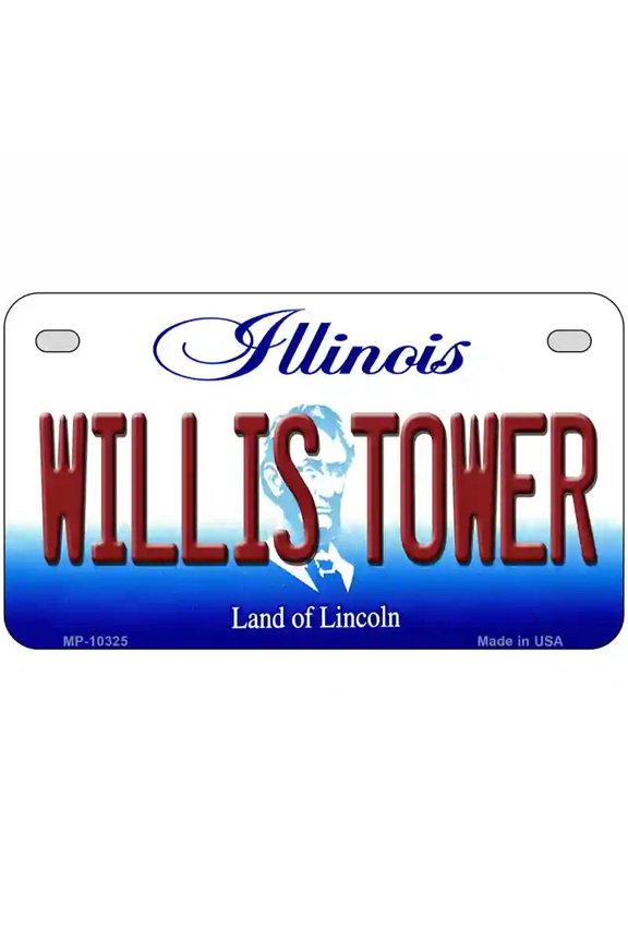 Willis Tower Illinois Metal Novelty License Plate 7" x 4" Motorcycle (MP)