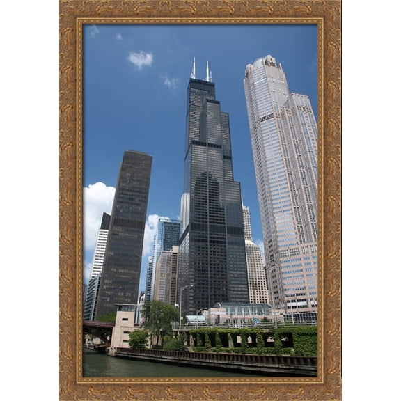 Willis Tower (Sears Tower) 28x40 Large Gold Ornate Wood Framed Canvas Art