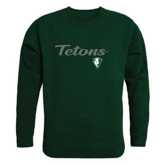 Williston State College Tetons Script Crewneck Sweatshirt, Forest Green - Extra Large