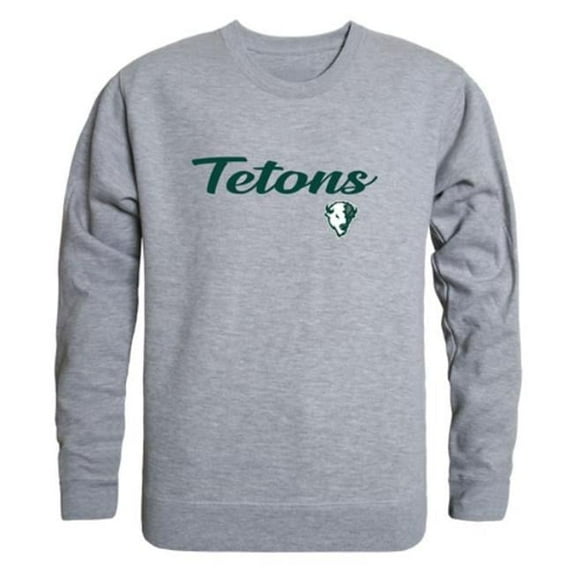 Williston State College Tetons Script Crewneck Sweatshirt, Heather Grey - Large