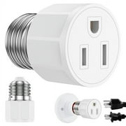 Willkey Light Socket 1250W Heat Resistant E26/E27 to 3 Prong Polarized Handy Plug, Easy to Install, Convert Light Bulb to Outlet Socket Adapter