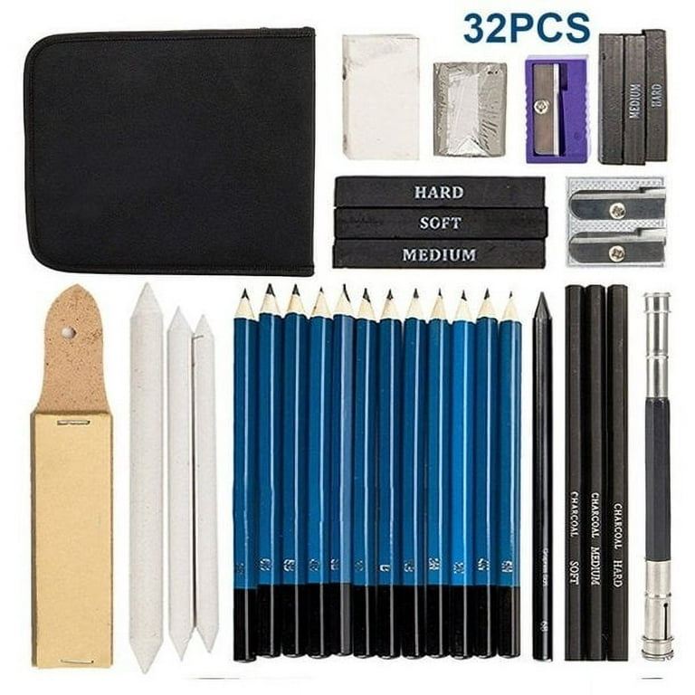 14pcs 6H-12B Sketch Drawing Pencil Set Sketching Art Kit in Carry Case  Utility