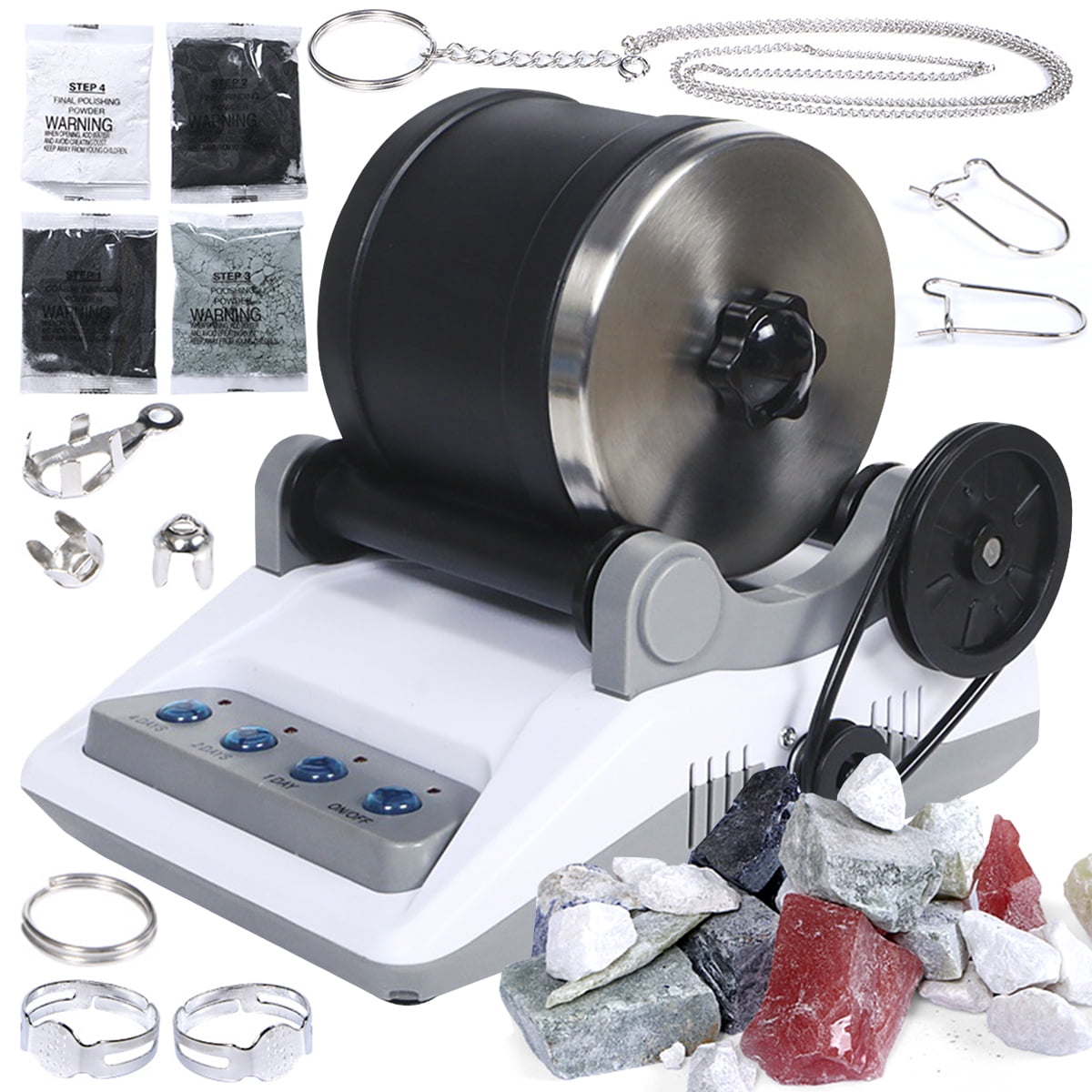 Hot Bee Rock Tumbler Polisher Science Kits Set for Kids and Adults, Tumbler  Grits, Rocks & Jewelry Polishing Accessories Set