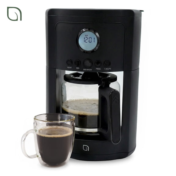 Willow Kitchen 12-Cup Drip Coffee Maker, Digital Programmable Coffee Maker with Auto Keep Warm Function, Black