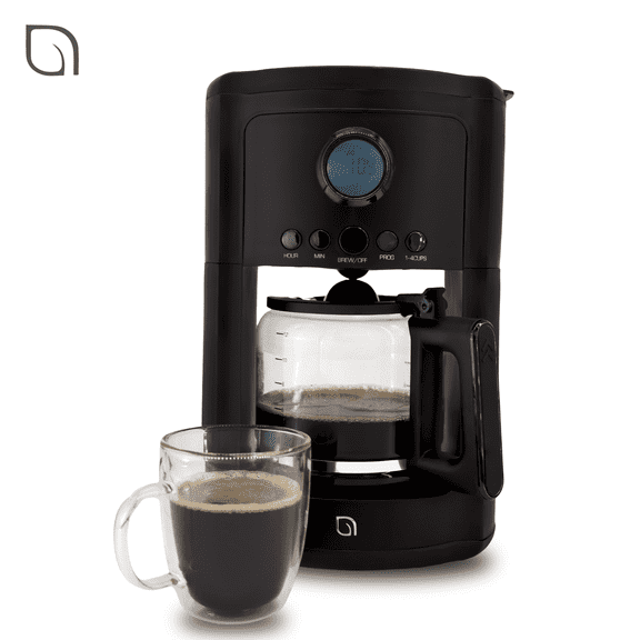 Willow Kitchen 12-Cup Drip Coffee Maker, Digital Programmable Coffee Machine, Black