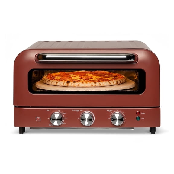 Willow 1800W Electric Pizza Oven, Burgundy – Indoor Countertop Pizza Maker, Digital Temp Control, Preheat & Keep Warm Function, Pizza Stone Included, Heats to 750°F for Stone-Baked Pizza