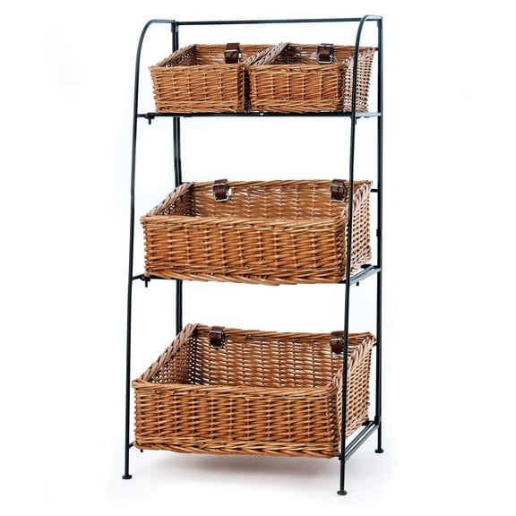 Willow 3-Tier Iron Display Rack with Baskets