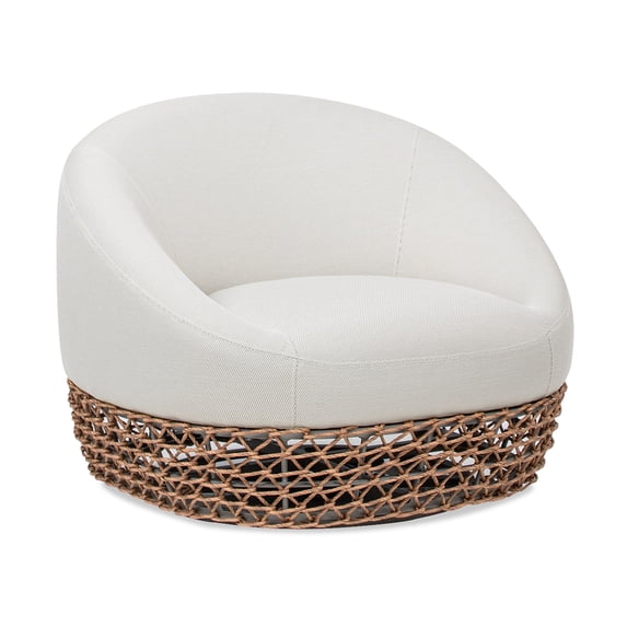 Jennifer Taylor Home Willow 35.5" Upholstered Woven Patio Deep Seating Armchair, Golden Brown Wicker Frame, Wheat Beige