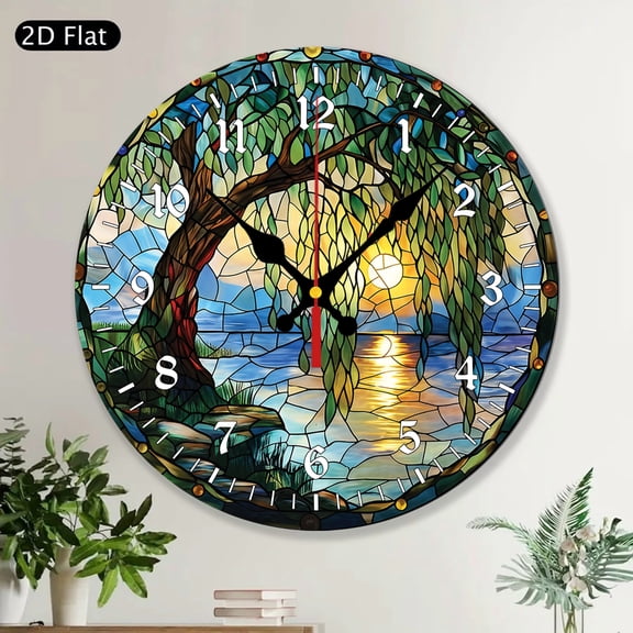 Willow Anniversary Round Wall Clock, 9 Year Wedding Anniversary Gift for Her, Unique Couples Home Decor Gift, MDF Wood Decorative Wall Clock