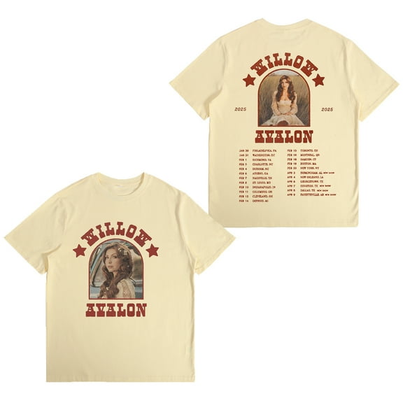 Willow Avalon Tour 2025 Cotton Tshirt Hip Hop Pullover Short Sleeve Fashion Crewneck