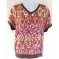 thumbnail image 1 of Willow Bay Brown Printed Short Sleeve Shirt Blouse, Women's Large, 1 of 4