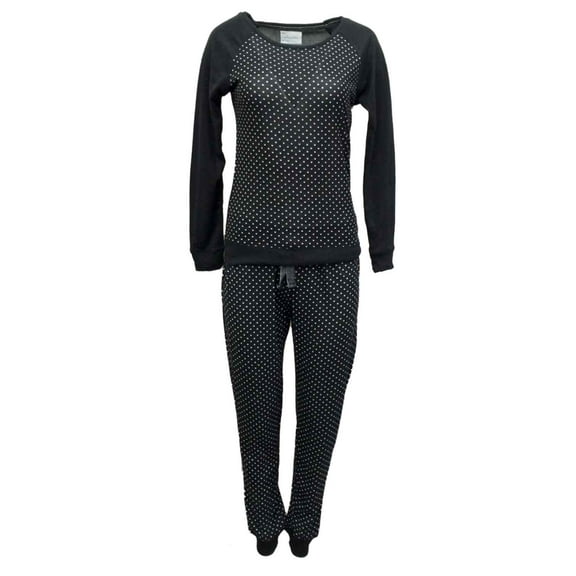 Willow Bay Womens Black & White Polka Dot Pajamas Soft Knit Pajama Sleep Set XL