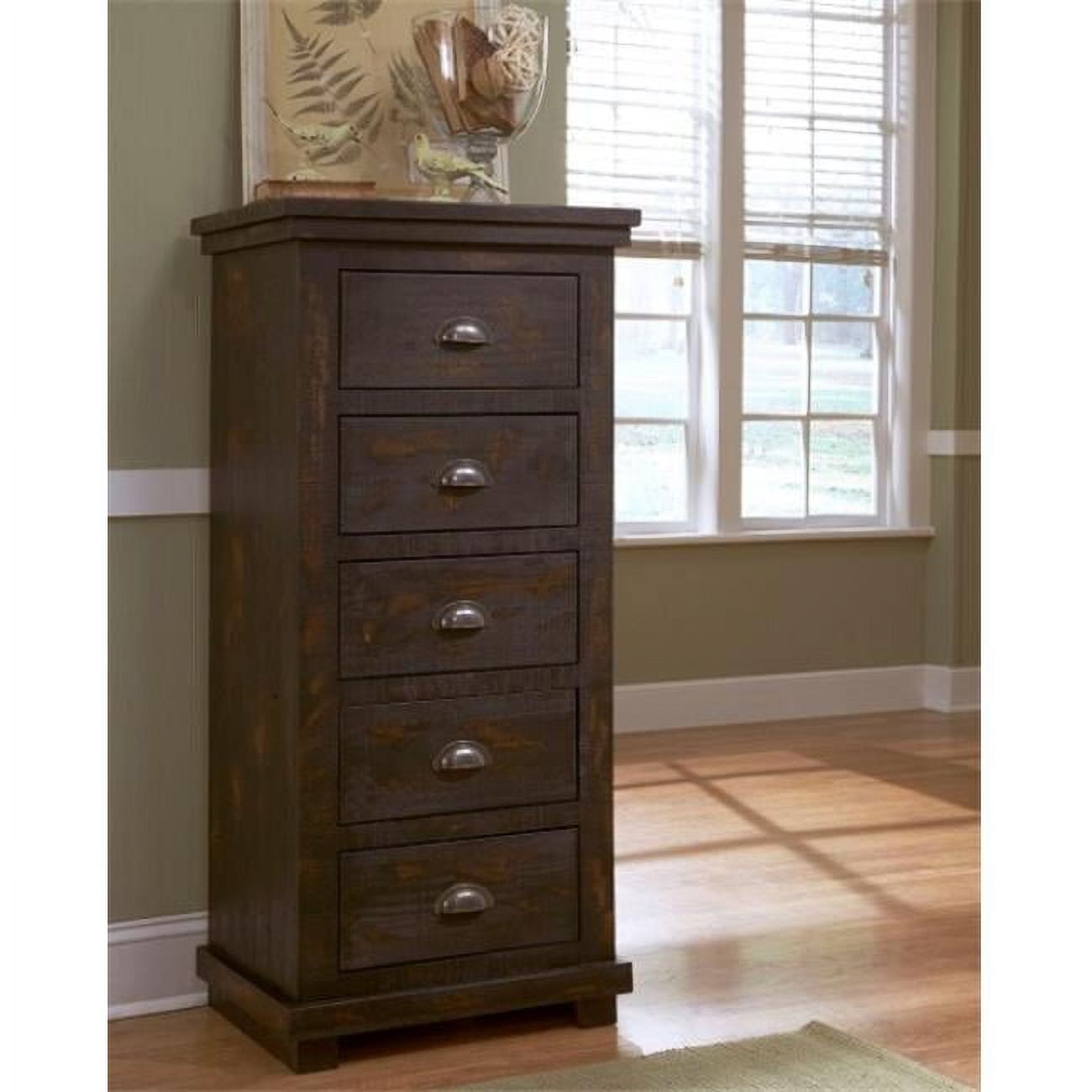 Distressed Black Farmhouse Lingerie Chest with Stylish Metal Pulls